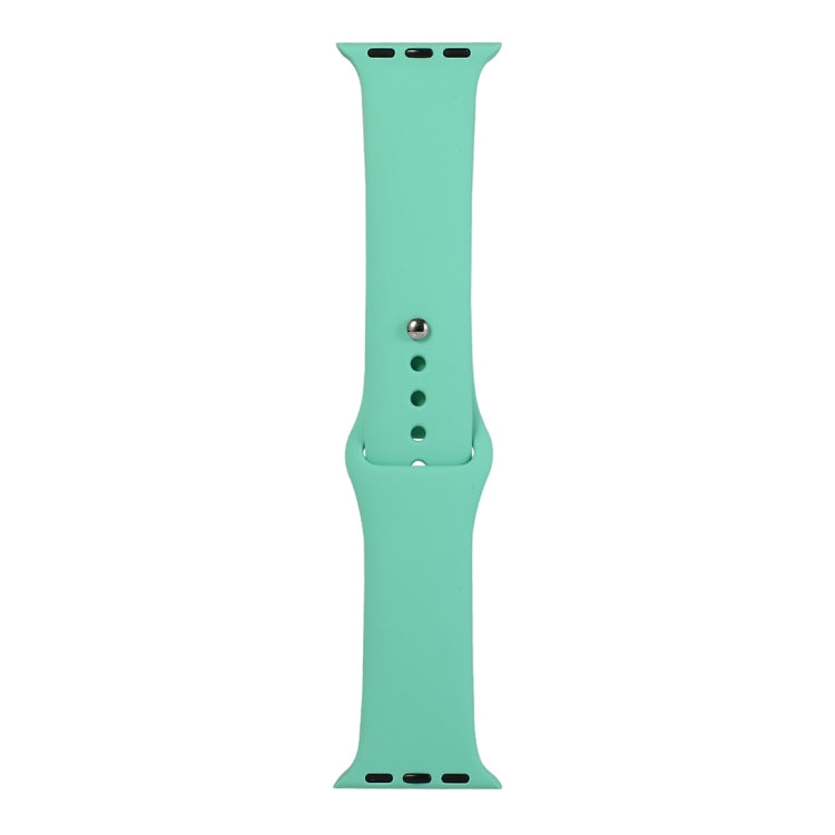 Silicone watch replacement strap, long section, mint green with pin-and-buckle holes