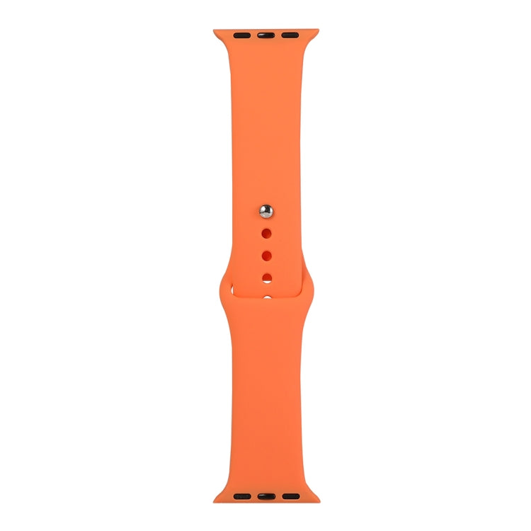Silicone watch replacement strap, long section, orange with pin-and-buckle holes