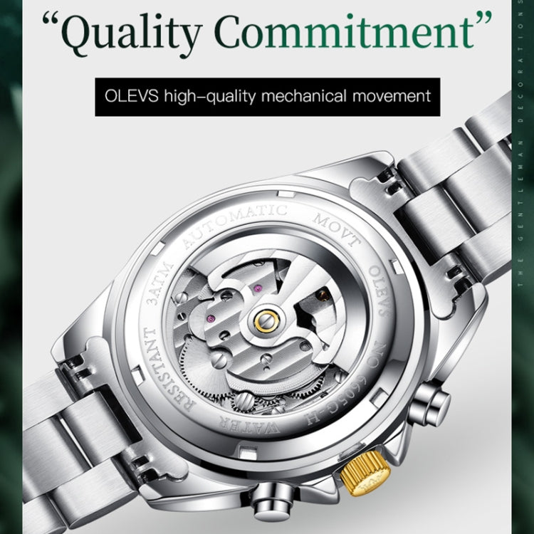 Back view of mechanical watch with exposed movement and silver metal case
