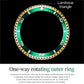 Green diver-style bezel ring with gold markers for a mechanical watch