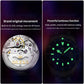 Watch movement cross-section and glowing dial of men's mechanical waterproof wristwatch