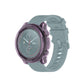 Transparent TPU watch case cover in purple, showing the side cutouts.