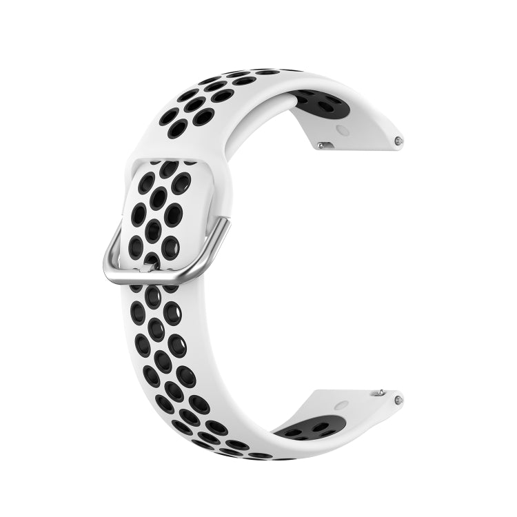 Two-tone silicone wrist strap, white band with perforated texture and matching clasp.