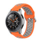 Two-tone silicone wrist strap, orange perforated band with matching clasp and holes.