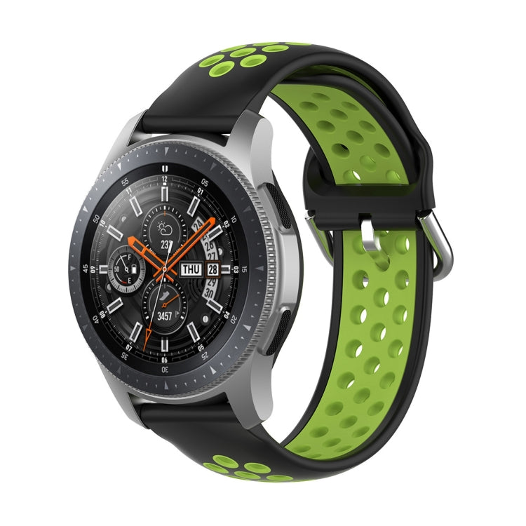 Two-tone silicone replacement wrist strap with lime green perforations and black clasp