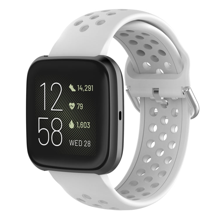White silicone sport wrist strap with perforations and metal pin buckle