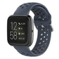 Dark navy silicone sport wrist strap with perforations and metal pin buckle