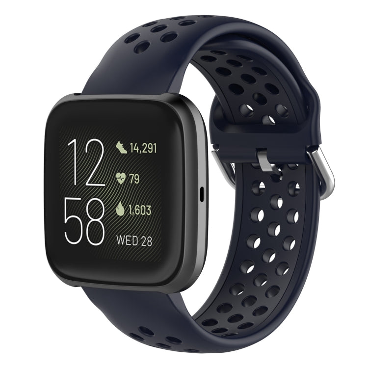 Navy silicone sport wrist strap with perforations and metal pin buckle