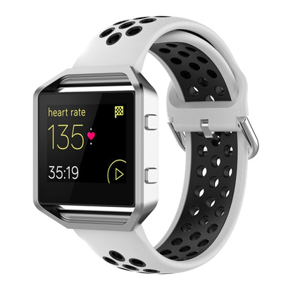 White 23mm silicone sports watch strap with perforated holes and metal buckle tabs