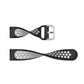 Black silicone sports watch strap with perforated holes and silver metal buckle hardware