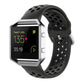 Black silicone watch strap with perforated holes for Fitbit smartwatch replacement