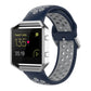 Navy blue silicone perforated watch strap with metal buckle