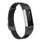 Black mesh metal watch strap with rectangular clasp for Fitbit Alta