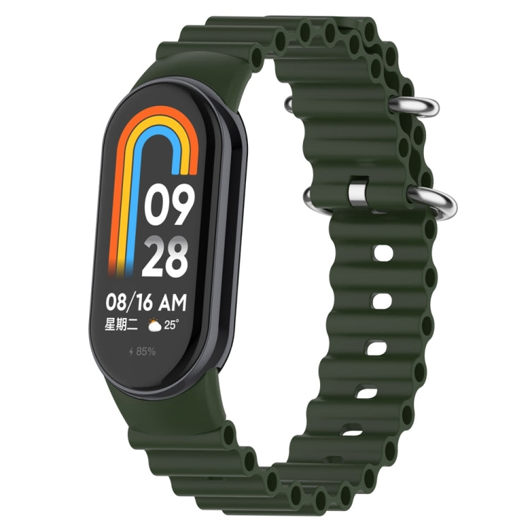 Green silicone watch band with metal clasp for fitness smartwatch