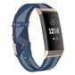 For Fitbit Charge 4 / Charge 3 / Charge 3 SE Stainless Steel Head Grain Nylon Denim Replacement Strap Watchband