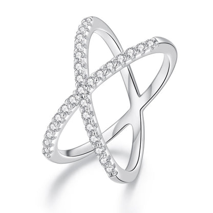 S925 sterling silver white gold plated dual-layer moissanite ring