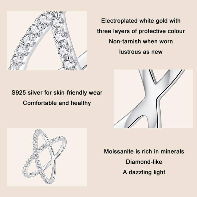Sterling silver moissanite ring with dual-layer intertwined design