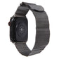 Black milanese metal magnetic watch band with mesh texture on smartwatch