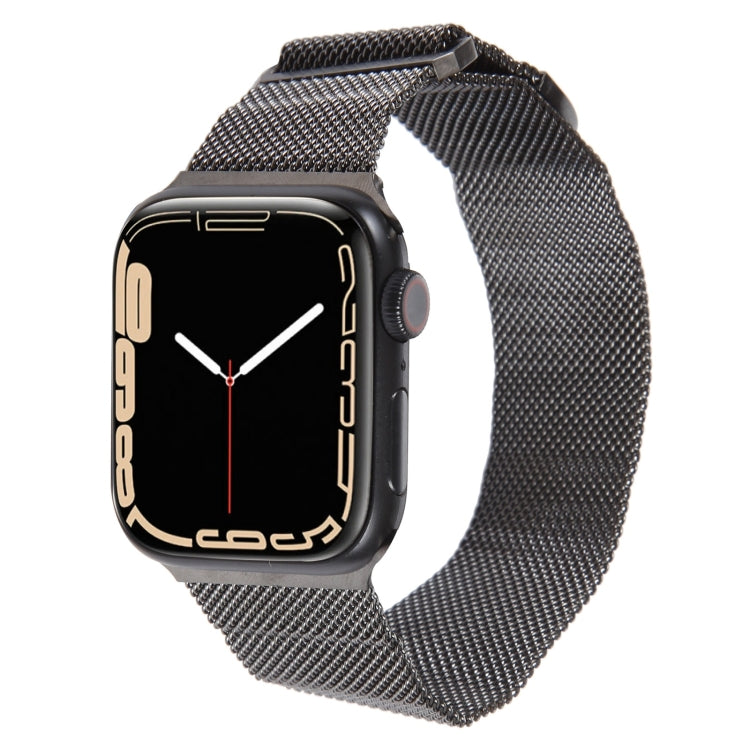 Gunmetal milanese metal magnetic watch band on smartwatch with square case
