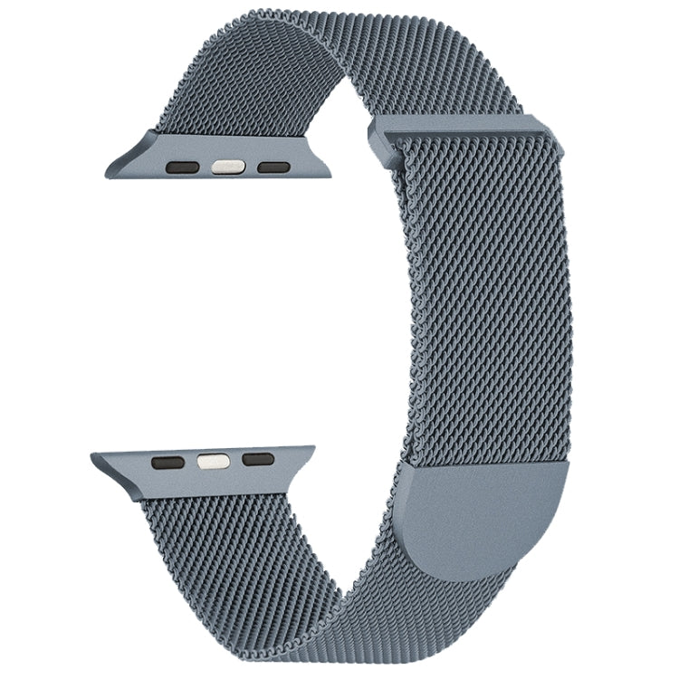 Milanese metal magnetic watch band with mesh links, dark blue with matching clasp