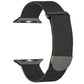 Black milanese metal magnetic watch band with tight mesh texture and rounded clasp