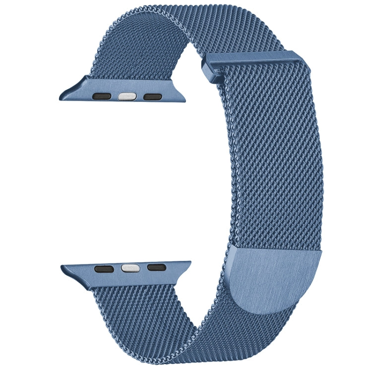Milanese metal magnetic watch band, blue mesh with metal clasp
