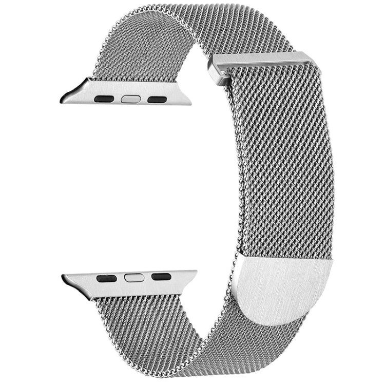 Magnetic metal Milanese watch band, silver mesh with metal clasp.