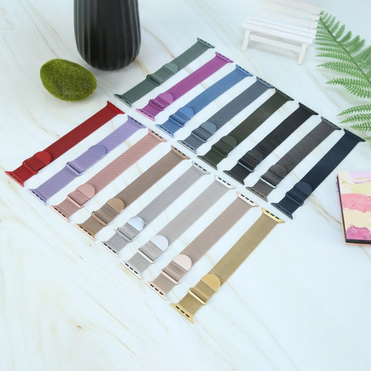 Assorted Milanese metal magnetic watch bands in multicolor, mesh straps with magnetic ends