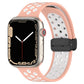 Silicone magnetic watch band with pink dotted strap and black magnetic clasp