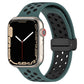 Silicone magnetic watch band with teal perforated strap and black magnetic clasp