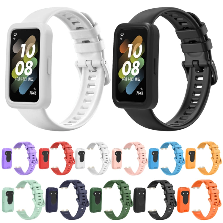 White and black silicone protective cases with matching silicone watch bands for Huawei Band 8