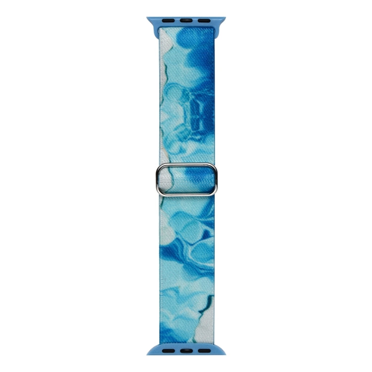 Blue abstract painted nylon watch band with metal clasp buckle