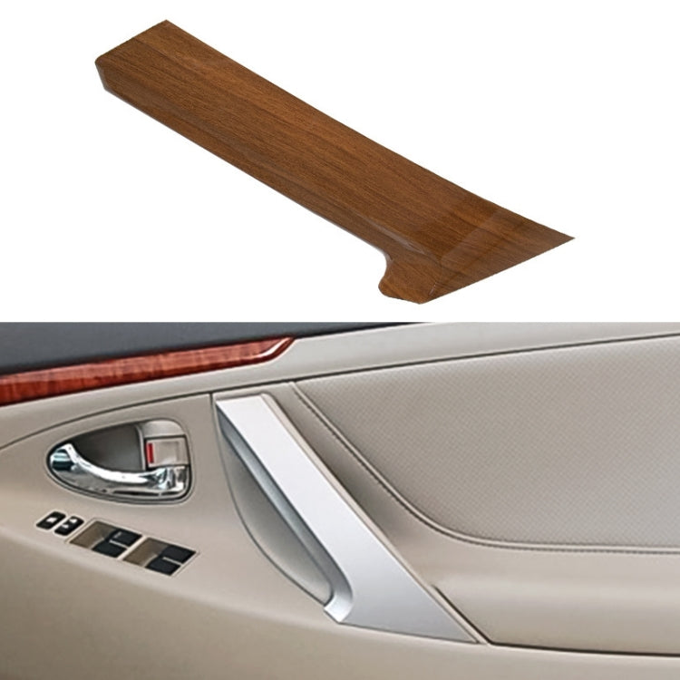 Brown interior door handle cover for Toyota Camry, standalone piece over door panel