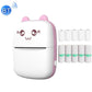 Pink mini Bluetooth thermal printer with cute cat face and paper output slot