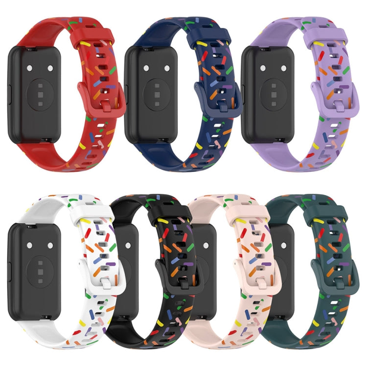 Silicone watch bands for Huawei Band 7 in multiple colors with rainbow dot confetti