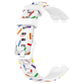 Silicone sports watch band with colorful confetti dots, white strap with adjustment holes