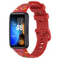 Silicone sports watch band with rainbow dots, red strap with buckle and adjustment holes