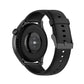 Black silicone watch band with stainless buckle, back view and clasp detail