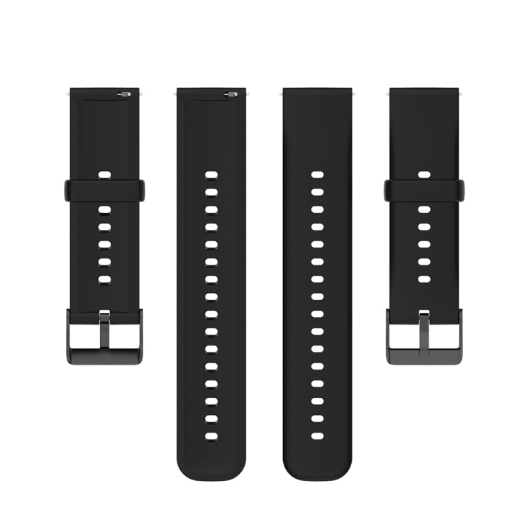 Set of black silicone watch bands with stainless buckles and pin-hole rows