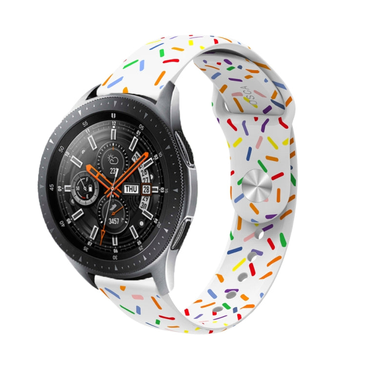 20mm rainbow-dots silicone watch band, white with multicolor sprinkles pattern