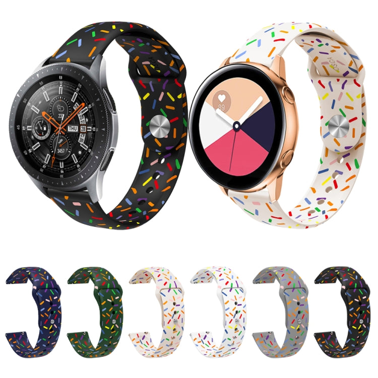 20mm rainbow-dots silicone watch band set with multiple colors shown on smartwatches