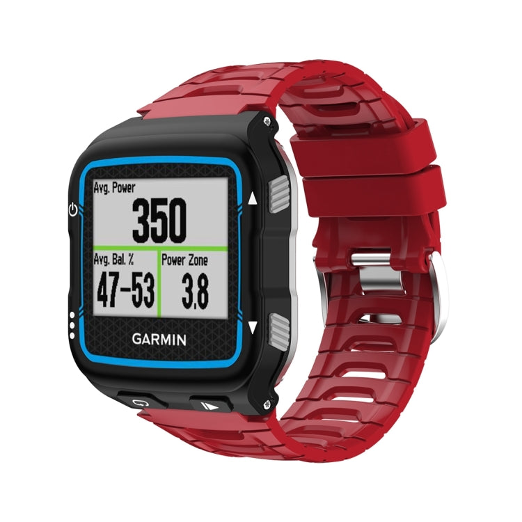 Silicone watch band replacement in red with black edges for Garmin Forerunner 920XT.