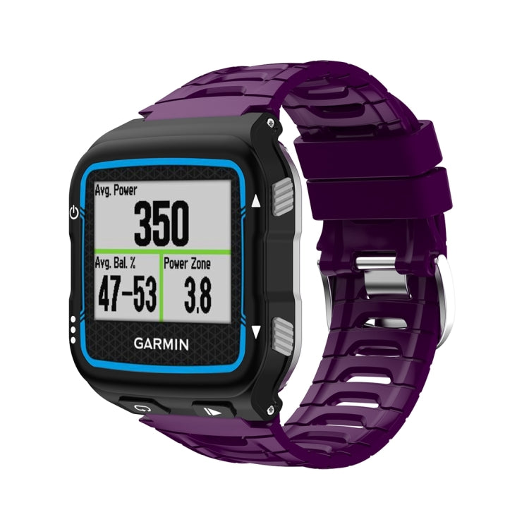 Solid color silicone watch band, dark purple with textured links and buckle