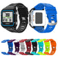 Solid color silicone watch band set in multiple colors, textured links and buckle