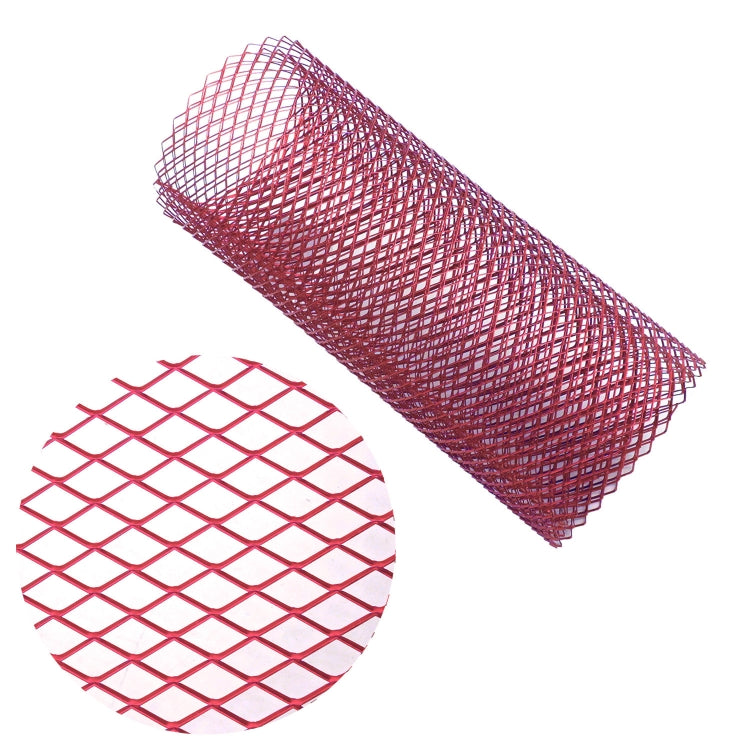Red metal mesh grille insert roll with small-hole diamond grid pattern