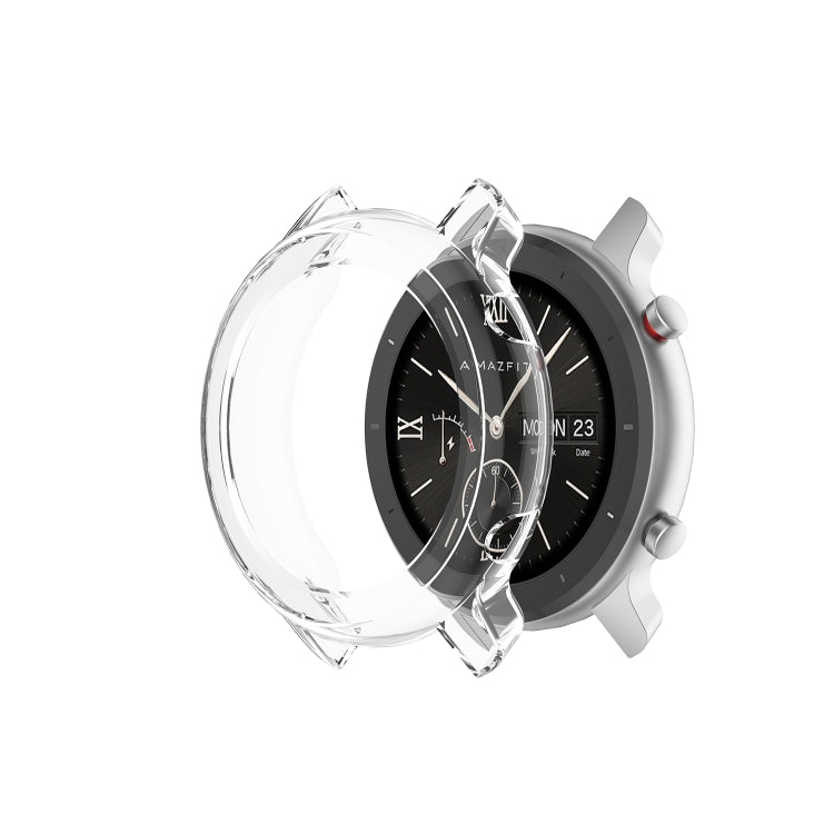 47mm TPU half watch case, transparent white, for Huami Amazfit GTR, angled front