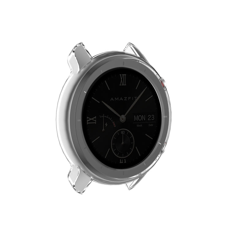 47mm TPU half watch case, transparent white, for Huami Amazfit GTR, watch face view