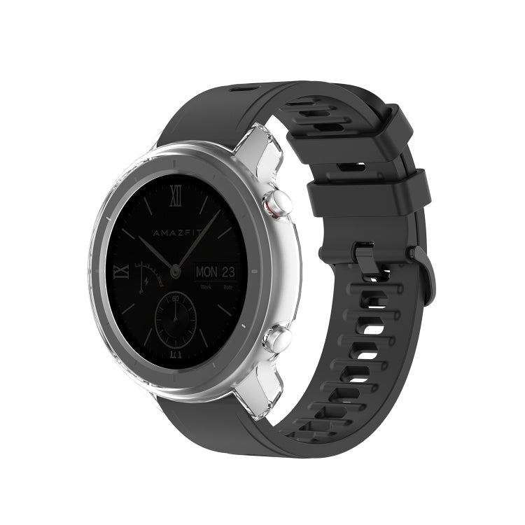 47mm TPU half watch case, clear TPU, for Huami Amazfit GTR, on black strap