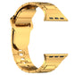Square buckle armor watch band with gold plated center link and clasp