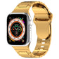 Silicone watch band with square buckle, gold-plated armor-style link design
